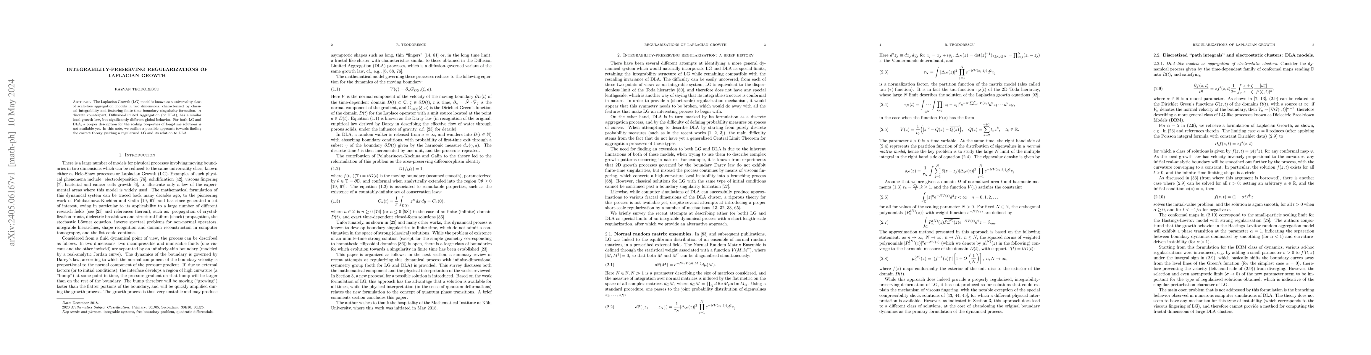 Thumbnail for Integrability-preserving regularizations of Laplacian Growth