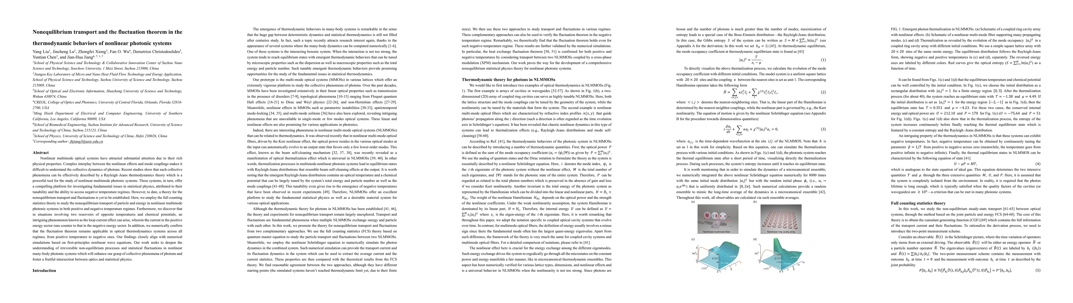 Thumbnail for Nonequilibrium transport and the fluctuation theorem in the
  thermodynamic behaviors of nonlinear photonic systems