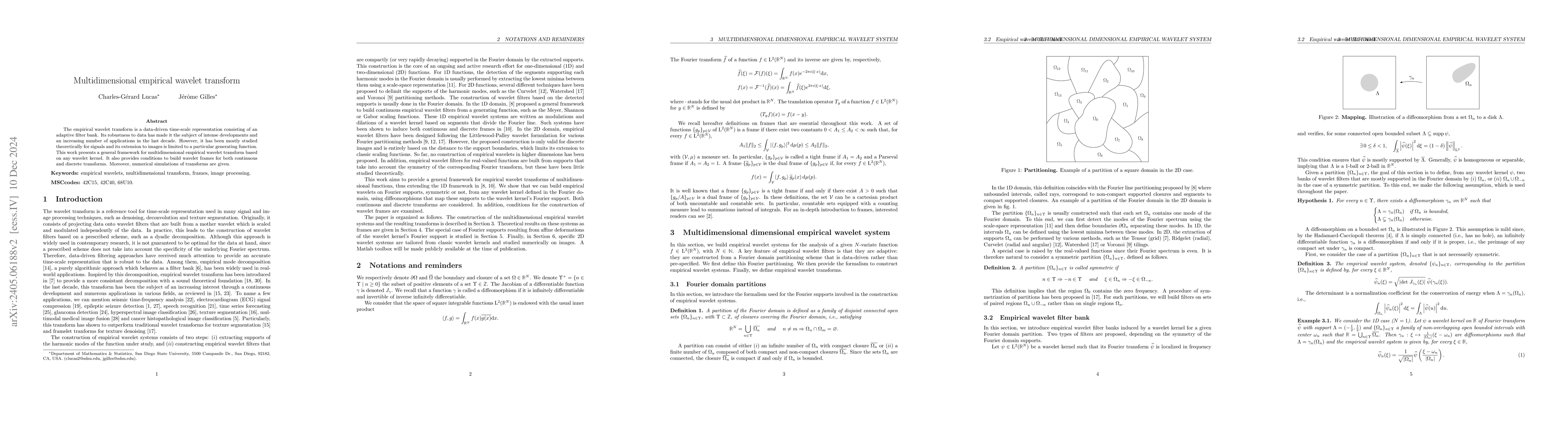 Thumbnail for Multidimensional empirical wavelet transform