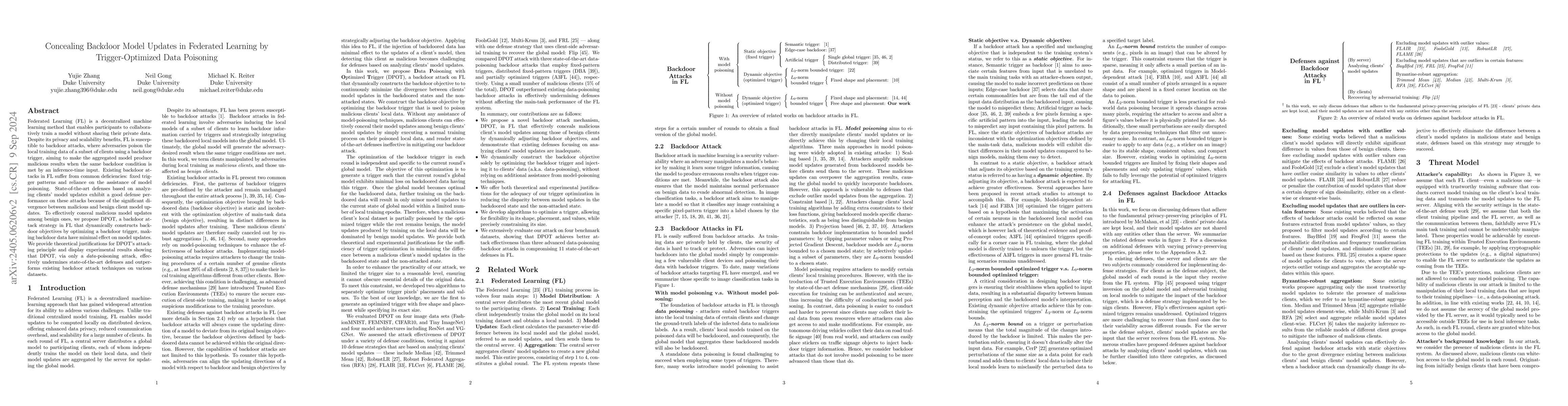 Thumbnail for Concealing Backdoor Model Updates in Federated Learning by
  Trigger-Optimized Data Poisoning
