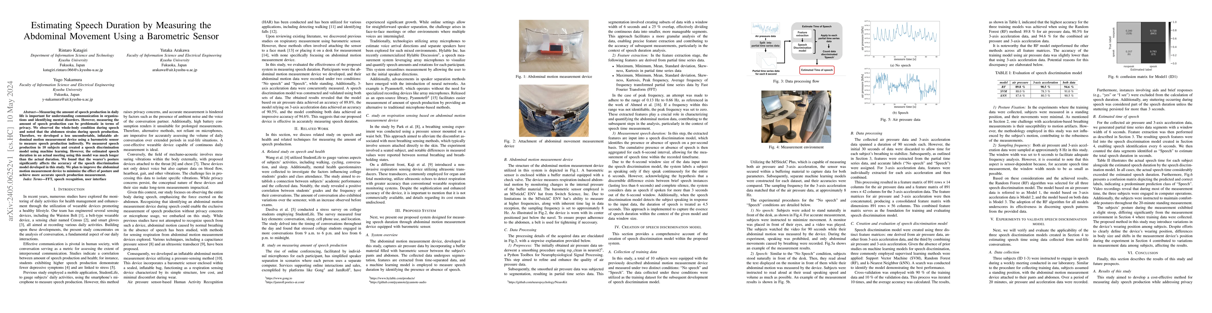 Thumbnail for Estimating Speech Duration by Measuring the Abdominal Movement Using a
  Barometric Sensor