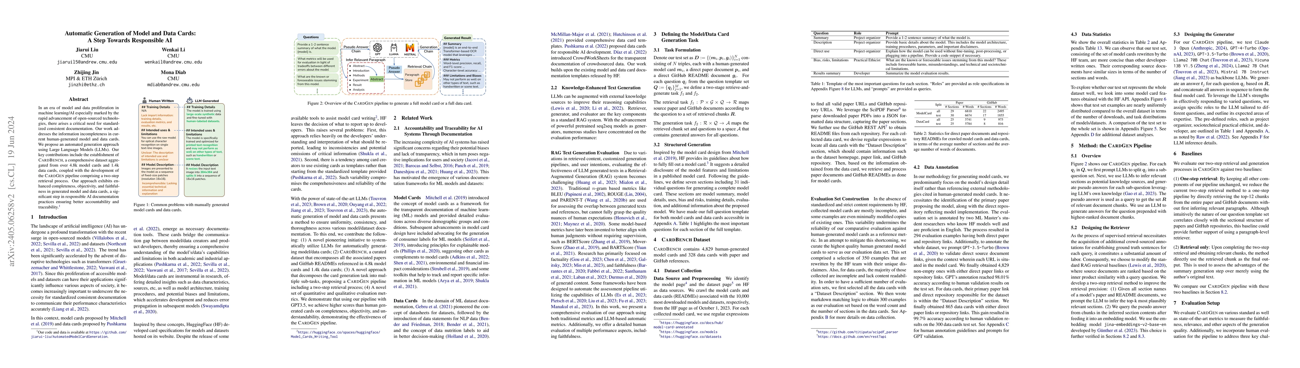 Thumbnail for Automatic Generation of Model and Data Cards: A Step Towards Responsible
  AI