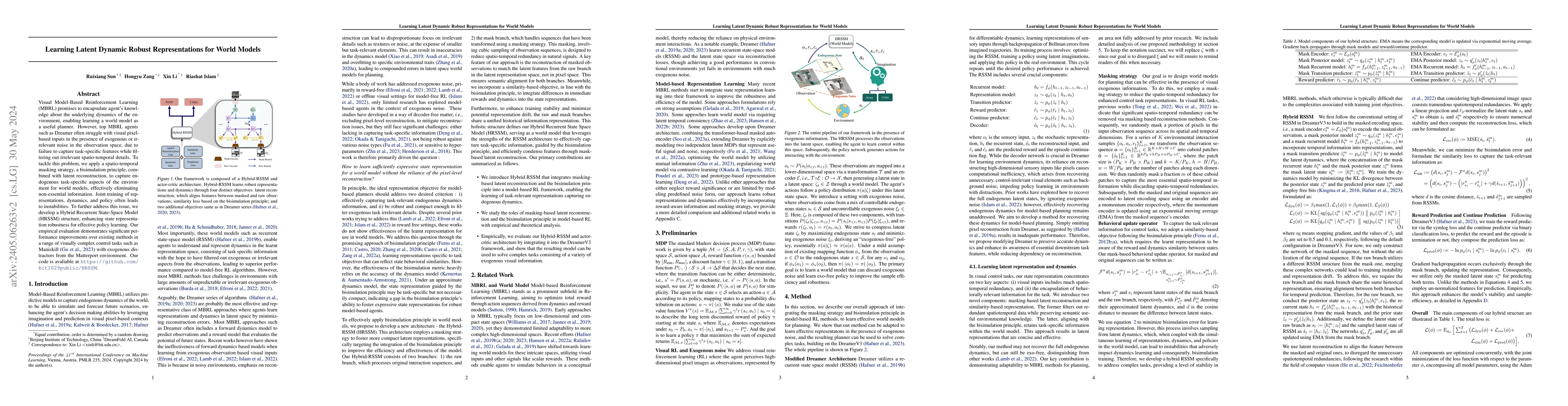 Thumbnail for Learning Latent Dynamic Robust Representations for World Models