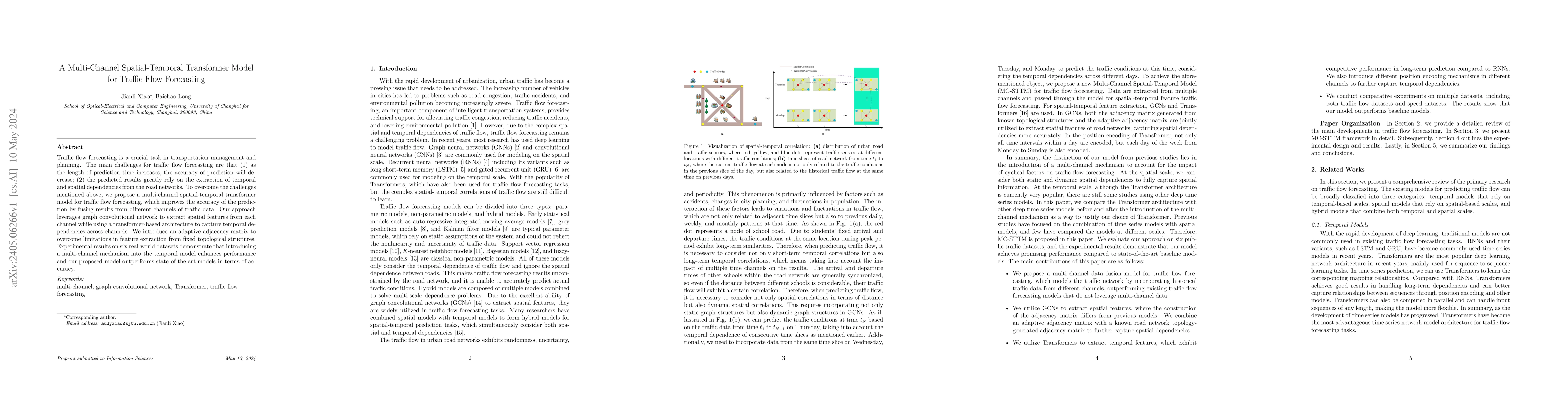 Thumbnail for A Multi-Channel Spatial-Temporal Transformer Model for Traffic Flow
  Forecasting