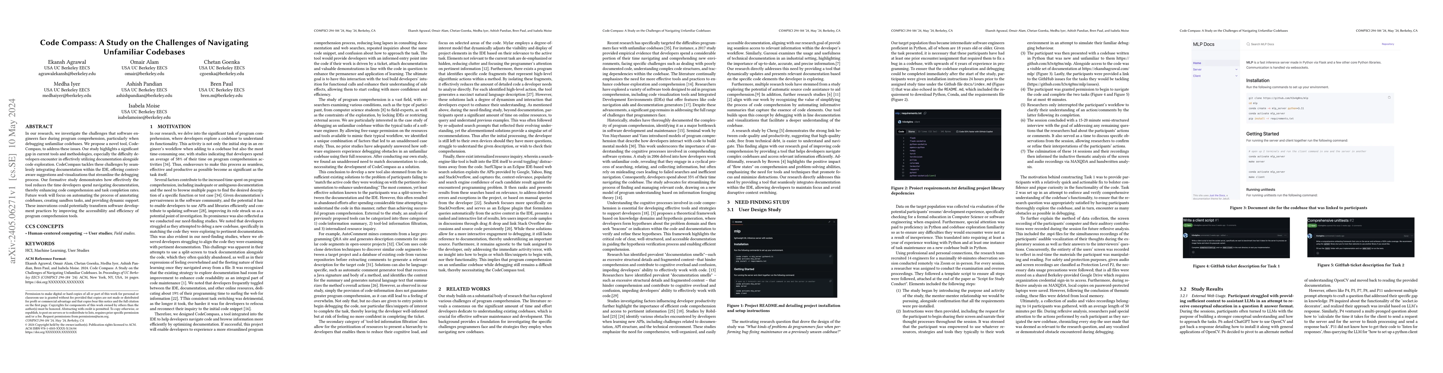 Thumbnail for Code Compass: A Study on the Challenges of Navigating Unfamiliar
  Codebases