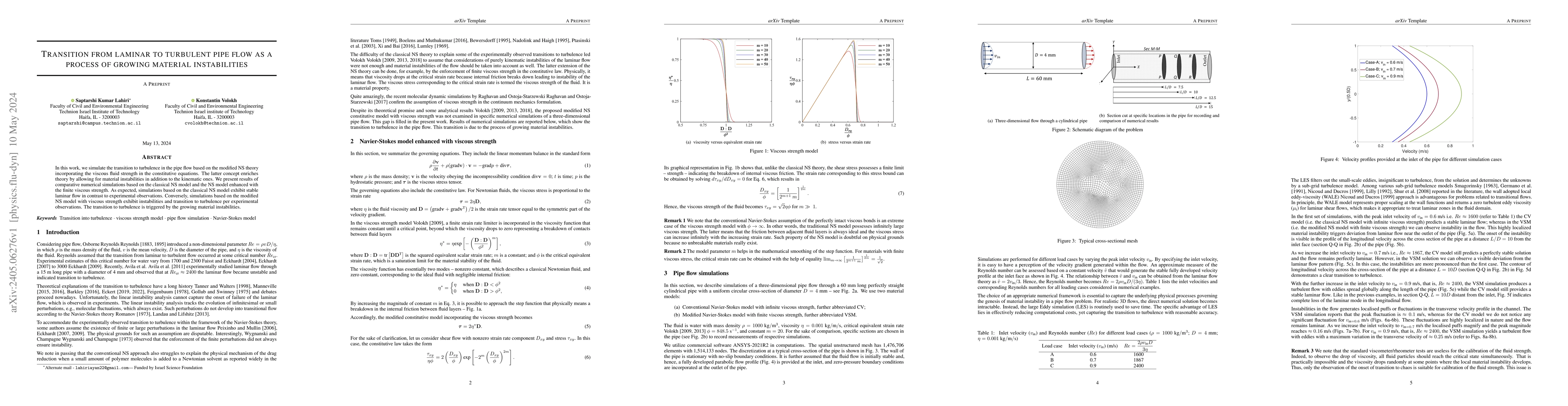 Thumbnail for Transition from laminar to turbulent pipe flow as a process of growing
  material instabilities