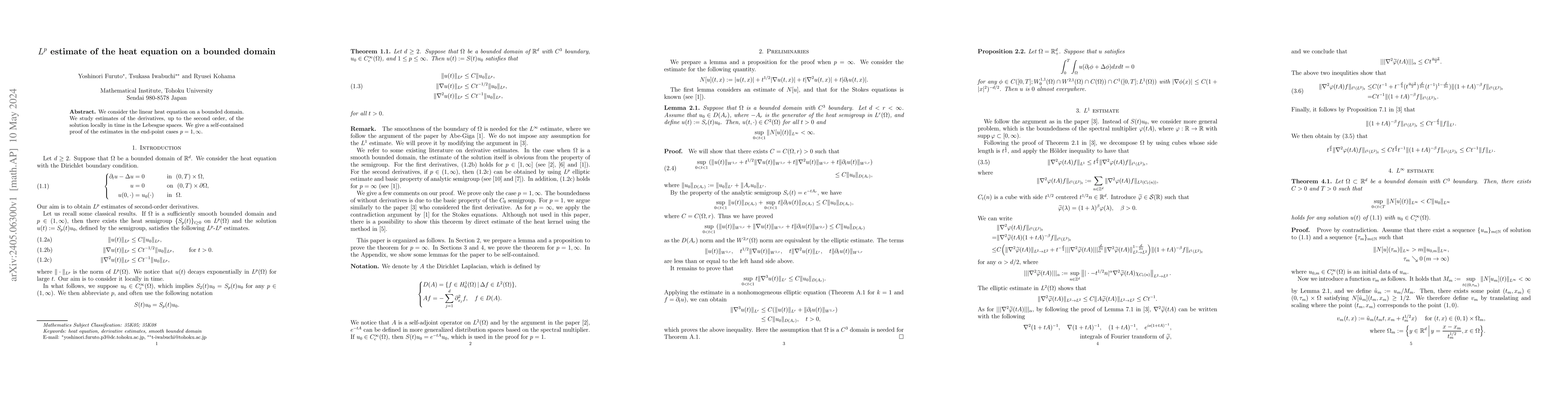 Thumbnail for $L^p$ estimate of the heat equation on a bounded domain