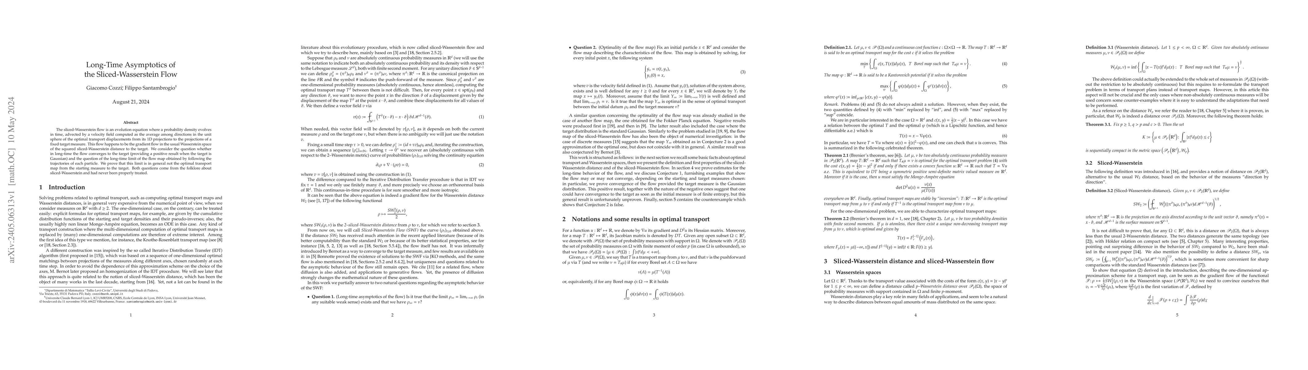 Thumbnail for Long-Time Asymptotics of the Sliced-Wasserstein Flow