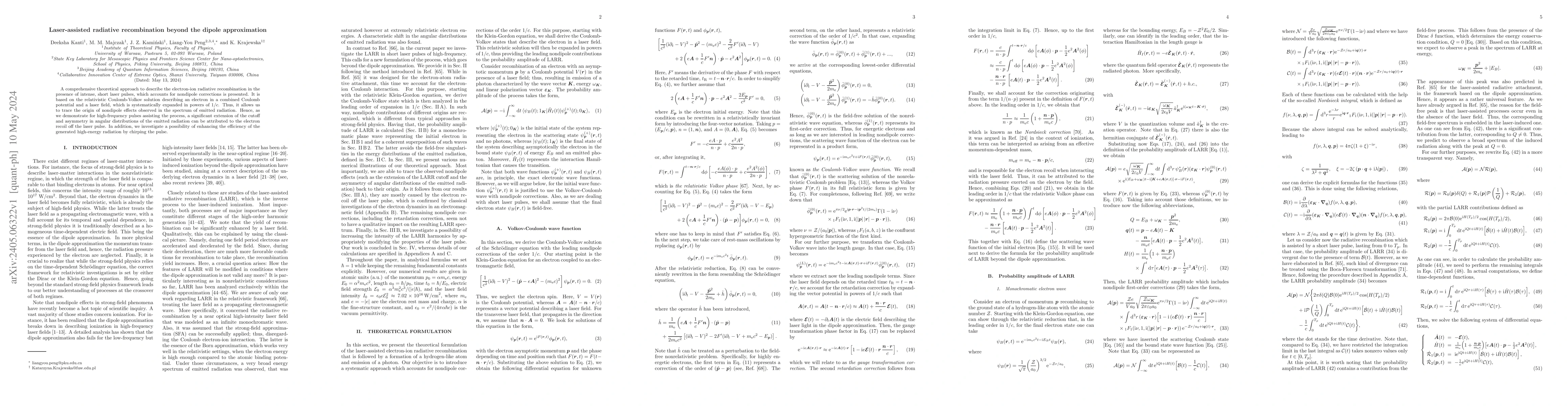 Thumbnail for Laser-assisted radiative recombination beyond the dipole approximation