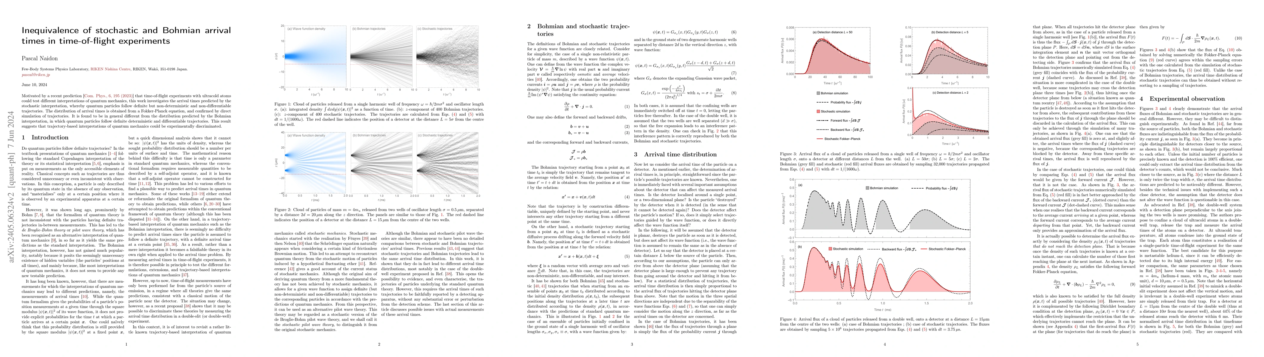 Thumbnail for Inequivalence of stochastic and Bohmian arrival times in time-of-flight
  experiments