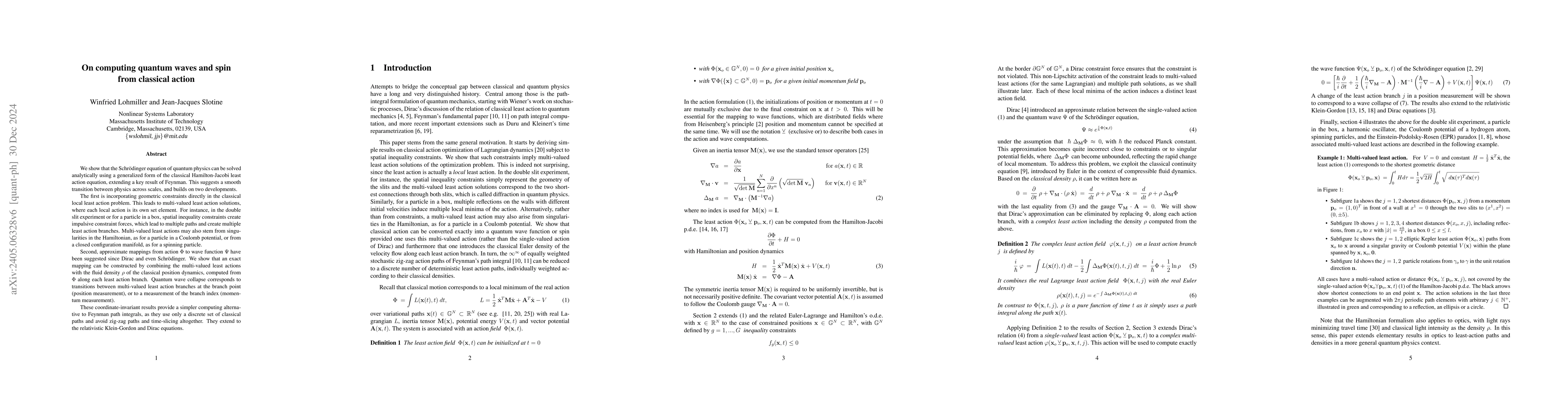 Thumbnail for On solving Schroedinger's equation with classical action