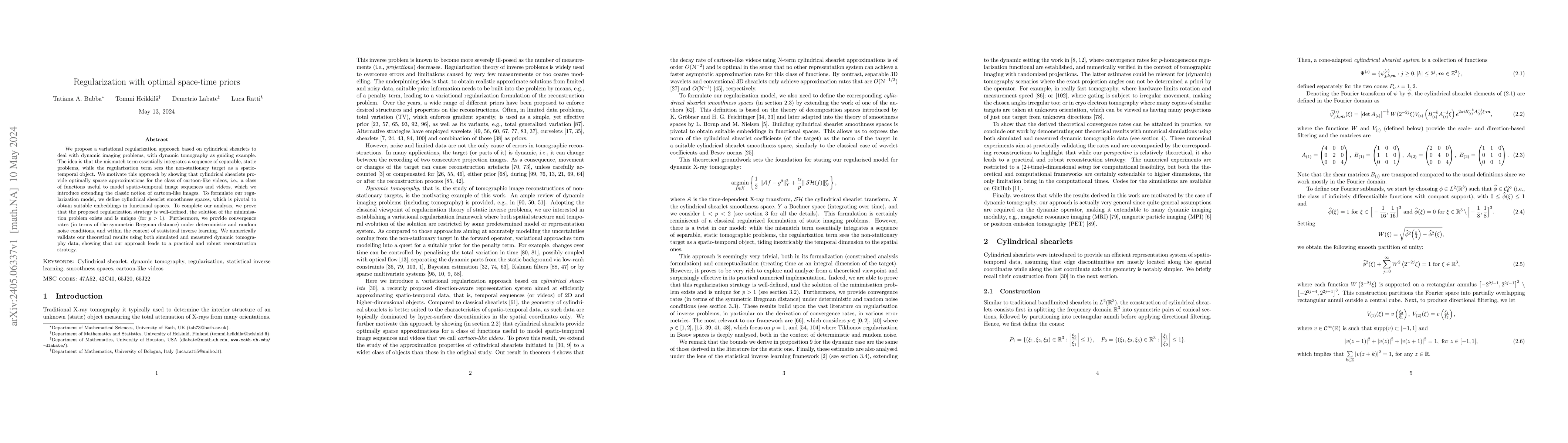 Thumbnail for Regularization with optimal space-time priors