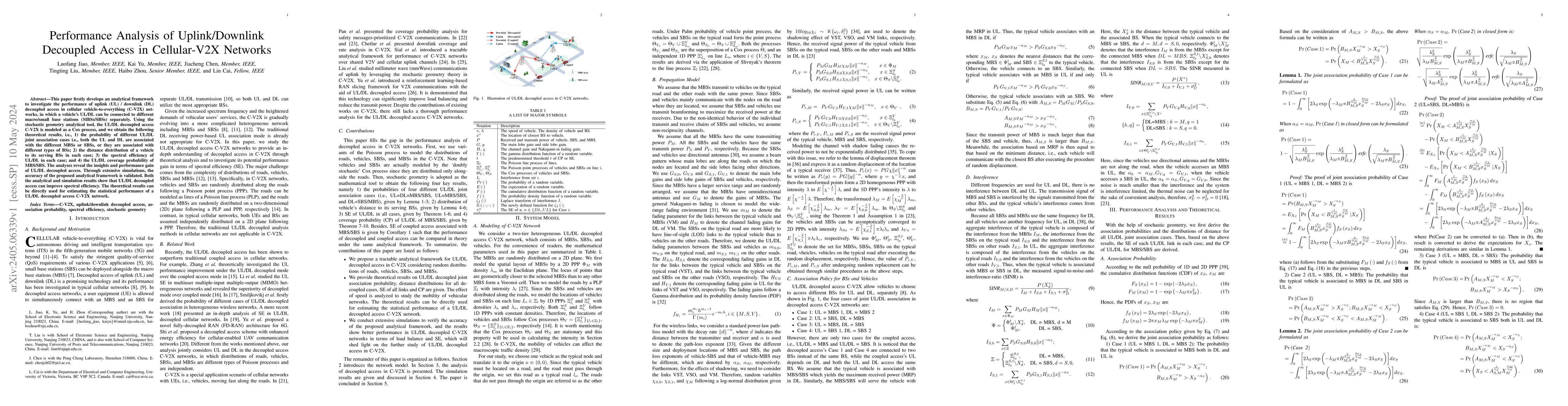 Thumbnail for Performance Analysis of Uplink/Downlink Decoupled Access in Cellular-V2X
  Networks