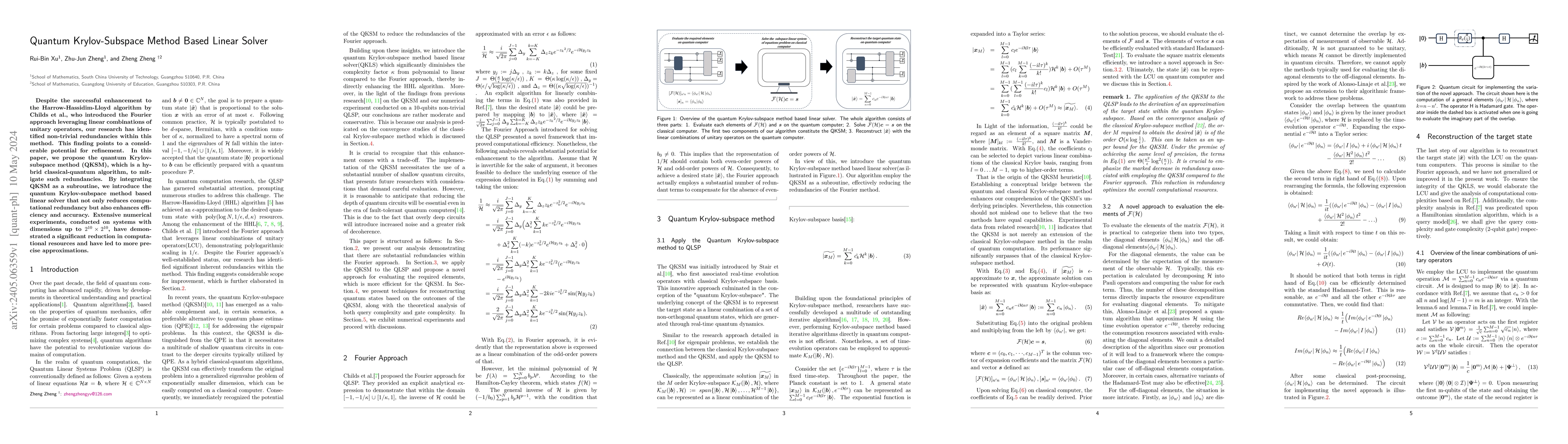 Thumbnail for Quantum Krylov-Subspace Method Based Linear Solver