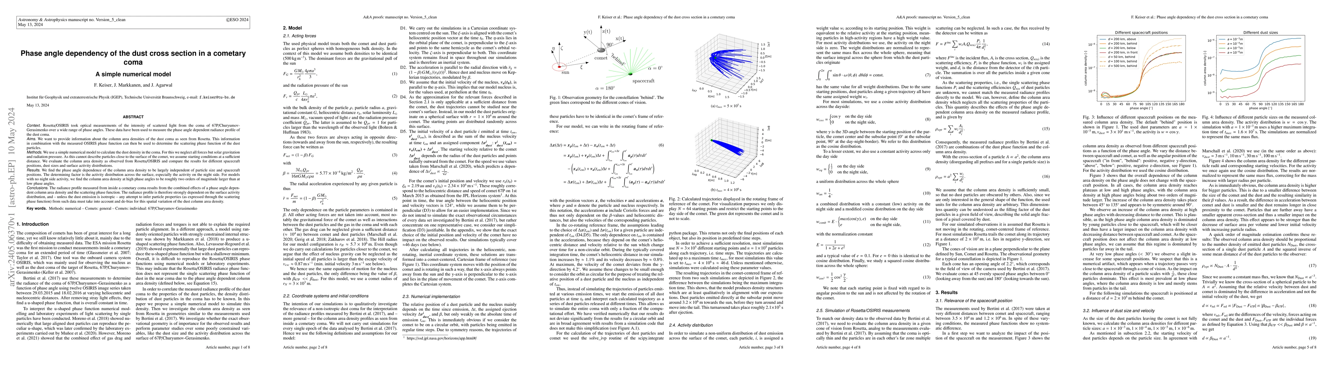 Thumbnail for Phase angle dependency of the dust cross section in a cometary coma