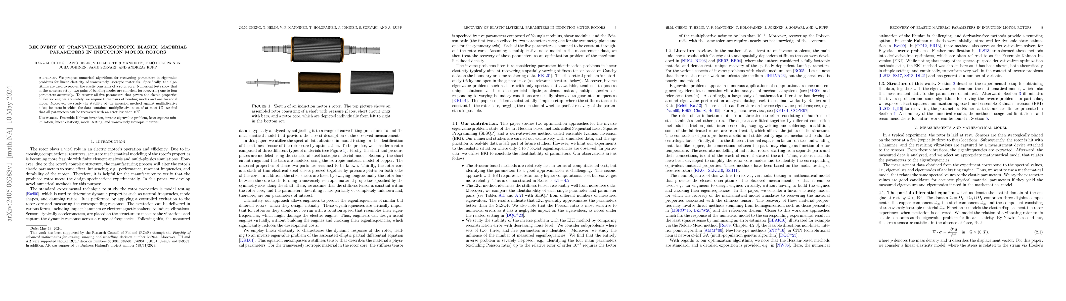 Thumbnail for Recovery of transversely-isotropic elastic material parameters in
  induction motor rotors