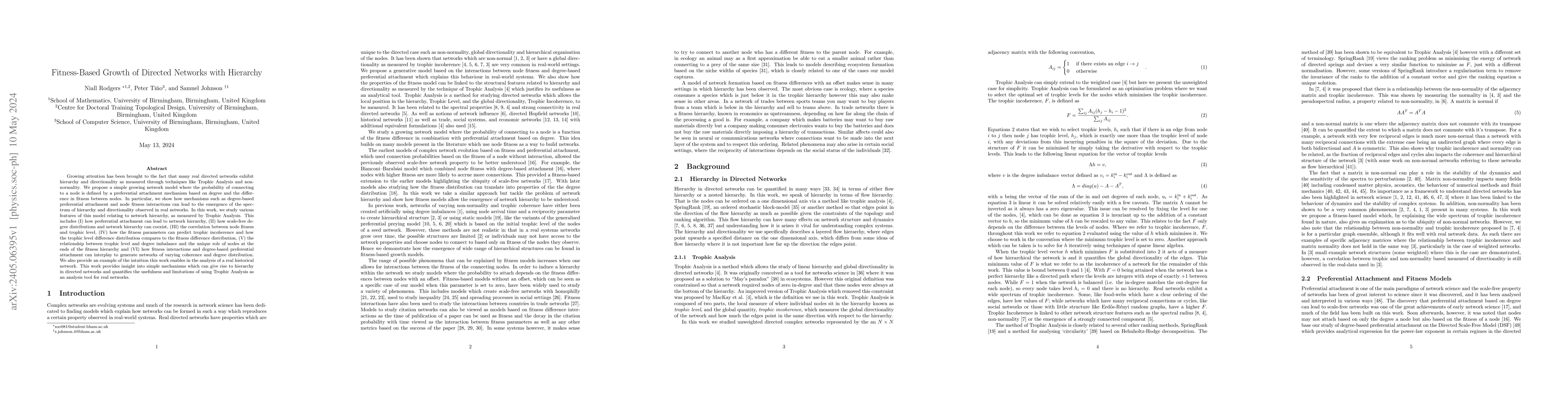 Thumbnail for Fitness-Based Growth of Directed Networks with Hierarchy