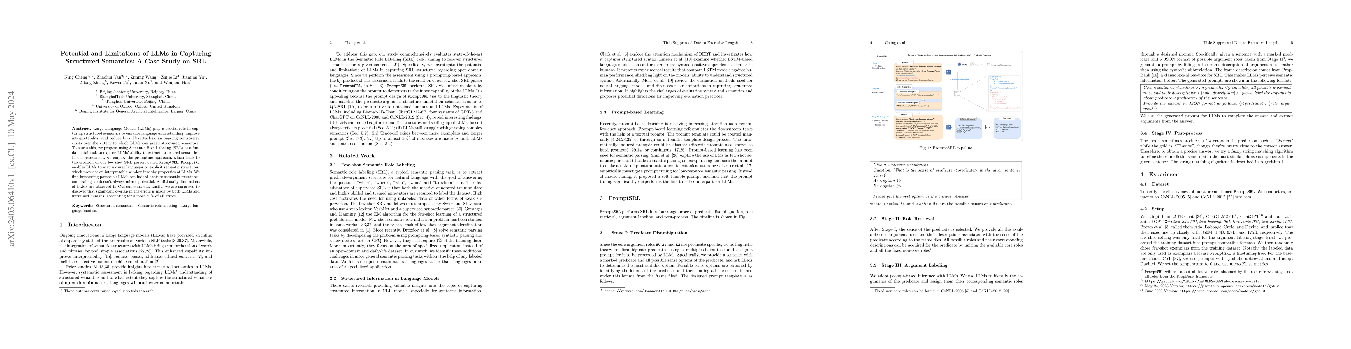 Thumbnail for Potential and Limitations of LLMs in Capturing Structured Semantics: A
  Case Study on SRL