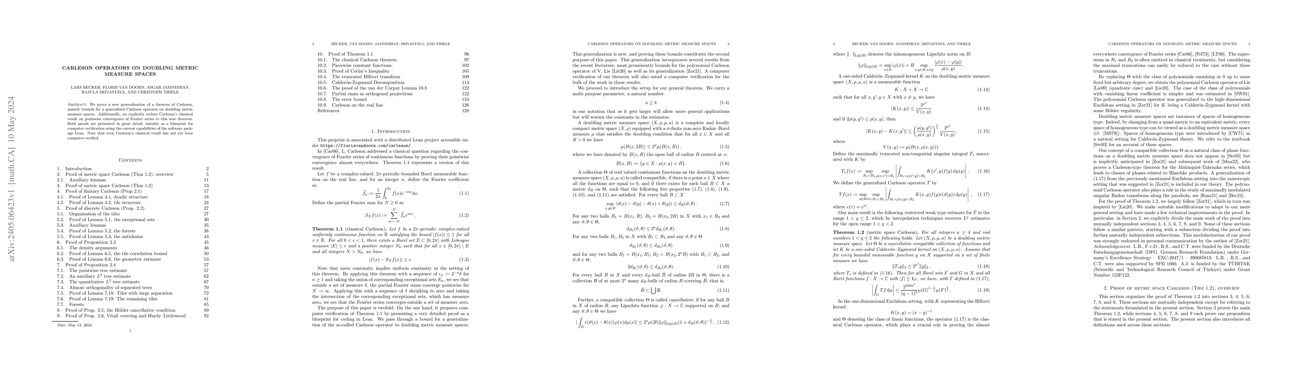 Thumbnail for Carleson Operators on Doubling Metric Measure Spaces