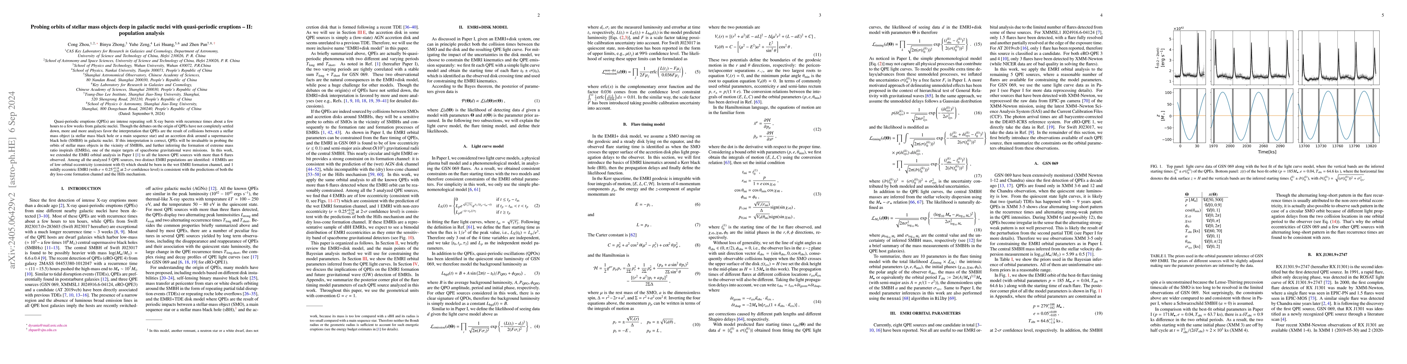Thumbnail for Probing orbits of stellar mass objects deep in galactic nuclei with
  quasi-periodic eruptions -- II: population analysis