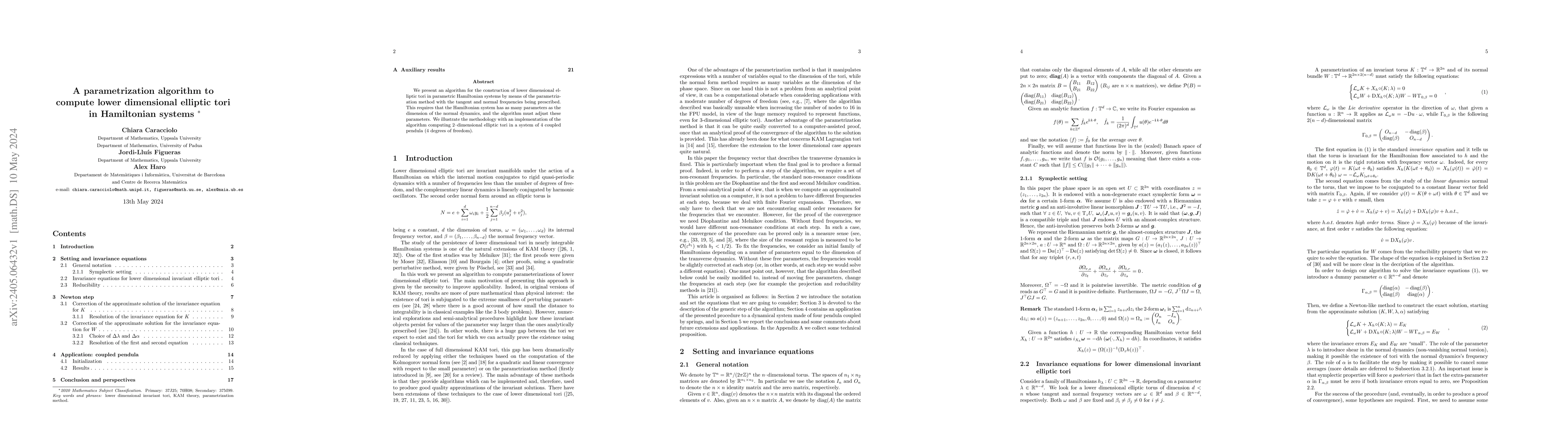 Thumbnail for A parametrization algorithm to compute lower dimensional elliptic tori
  in Hamiltonian systems