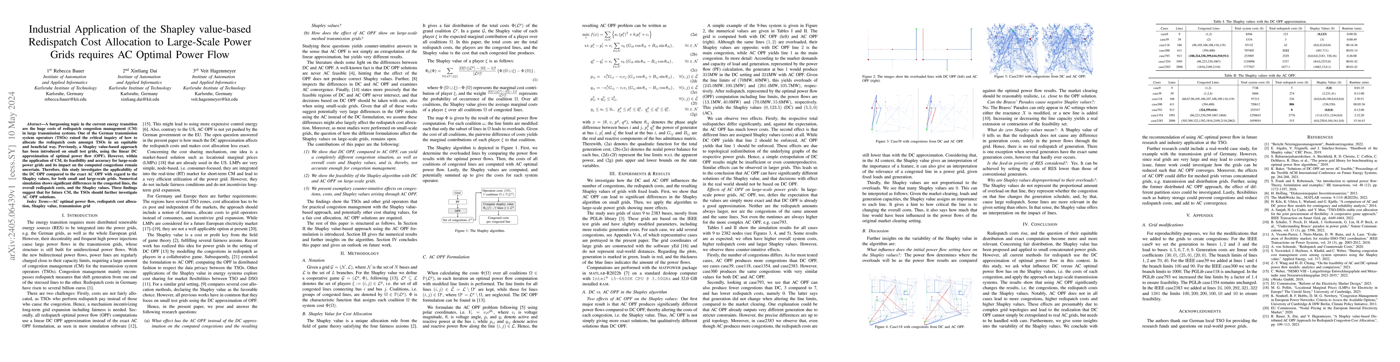 Thumbnail for Industrial Application of the Shapley value-based Redispatch Cost
  Allocation to Large-Scale Power Grids requires AC Optimal Power Flow