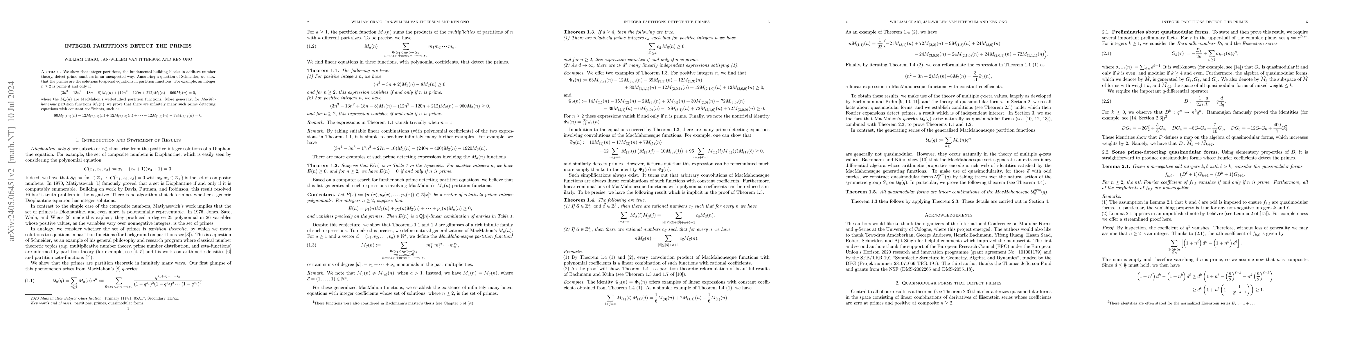 Thumbnail for Integer partitions detect the primes