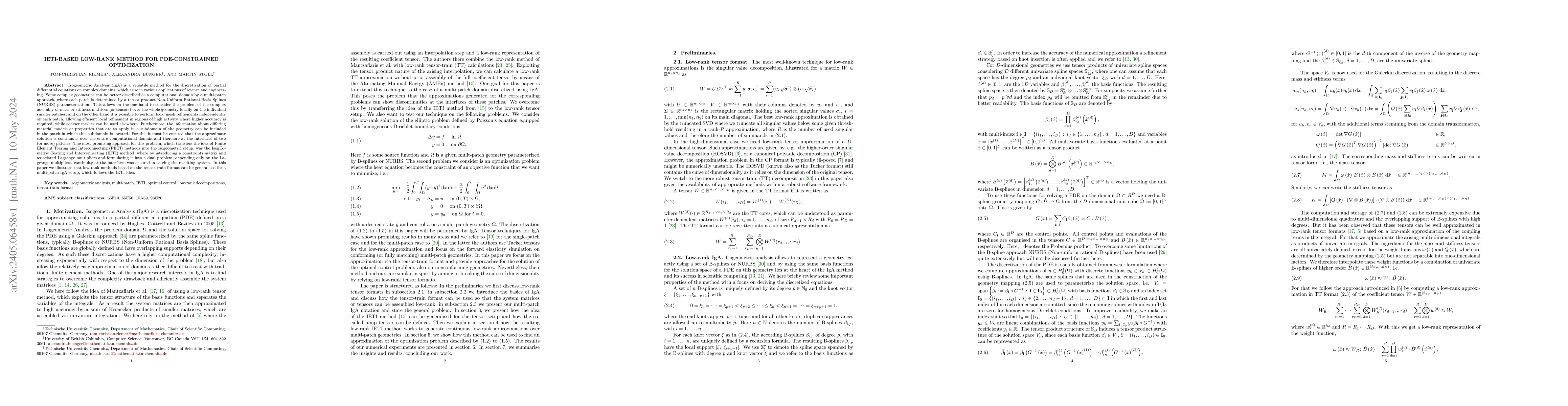 Thumbnail for IETI-based Low-Rank method for PDE-constrained optimization