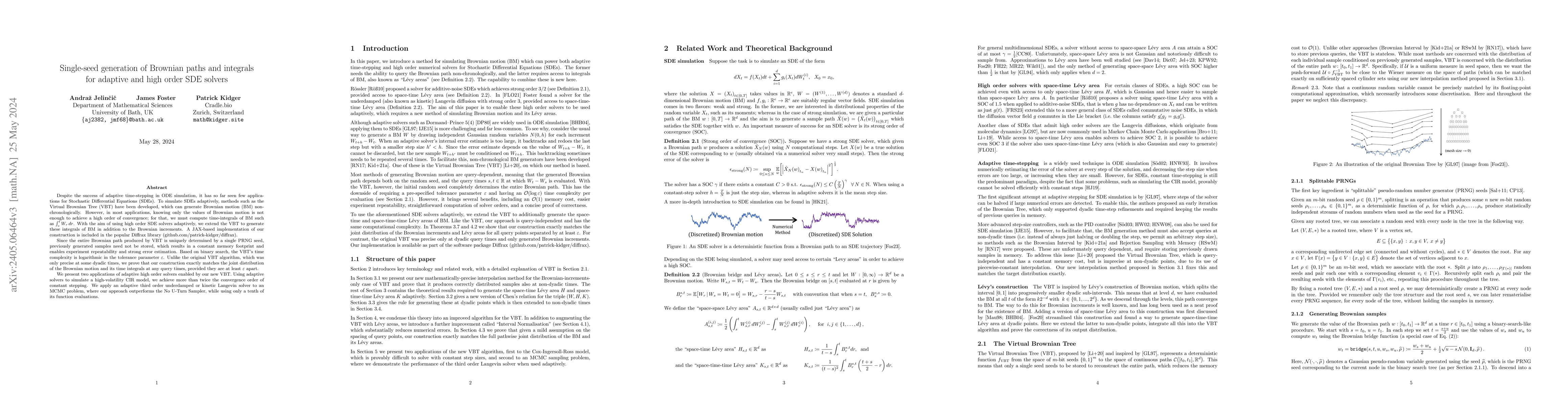 Thumbnail for Single-seed generation of Brownian paths and integrals for adaptive and
  high order SDE solvers