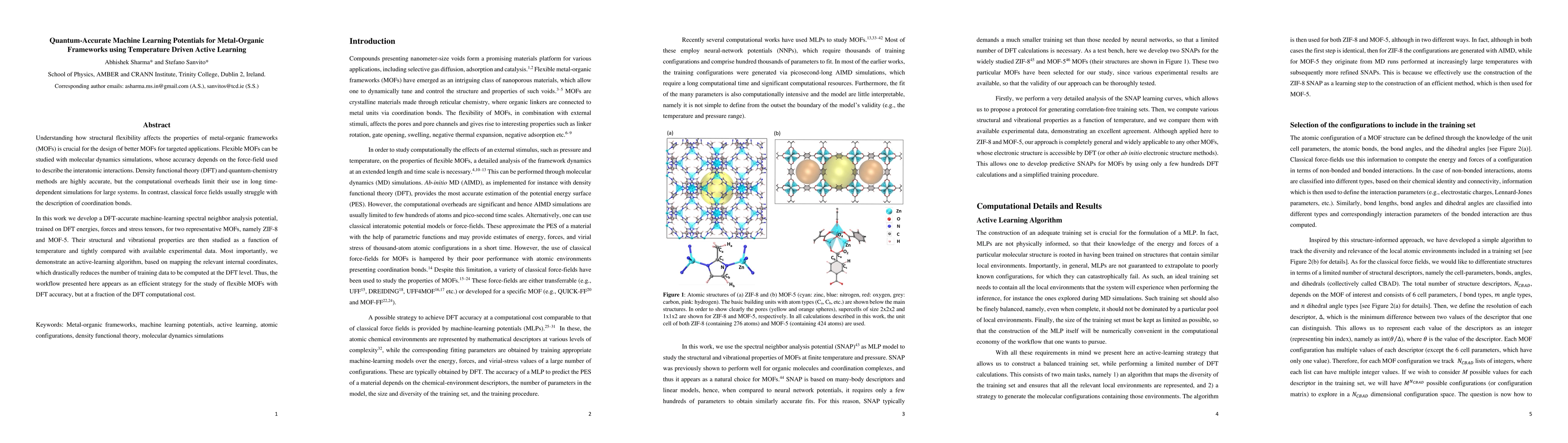 Thumbnail for Quantum-Accurate Machine Learning Potentials for Metal-Organic
  Frameworks using Temperature Driven Active Learning