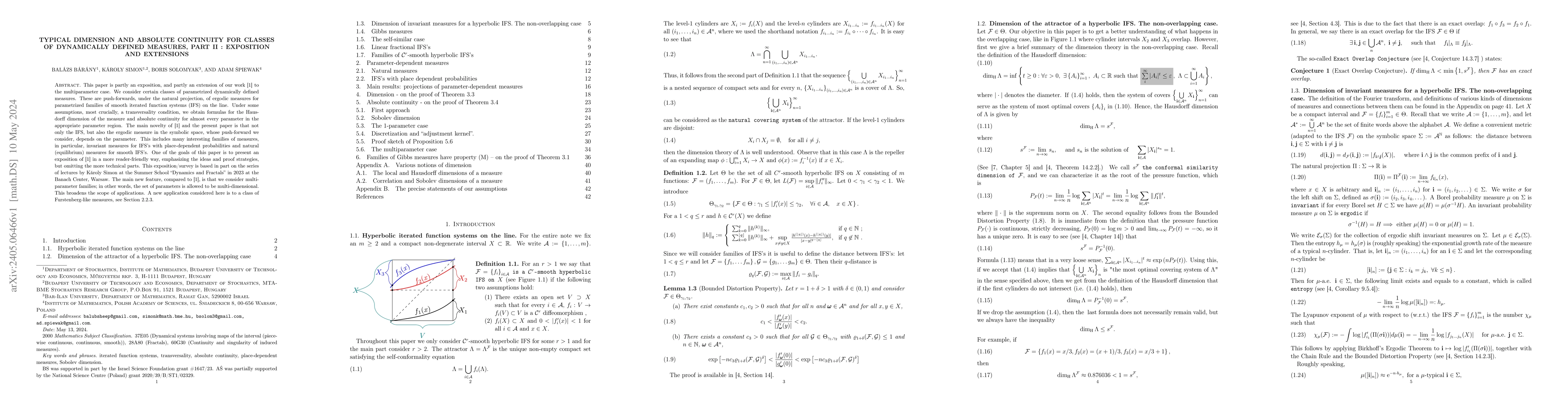 Thumbnail for Typical dimension and absolute continuity for classes of dynamically
  defined measures, Part II : exposition and extensions