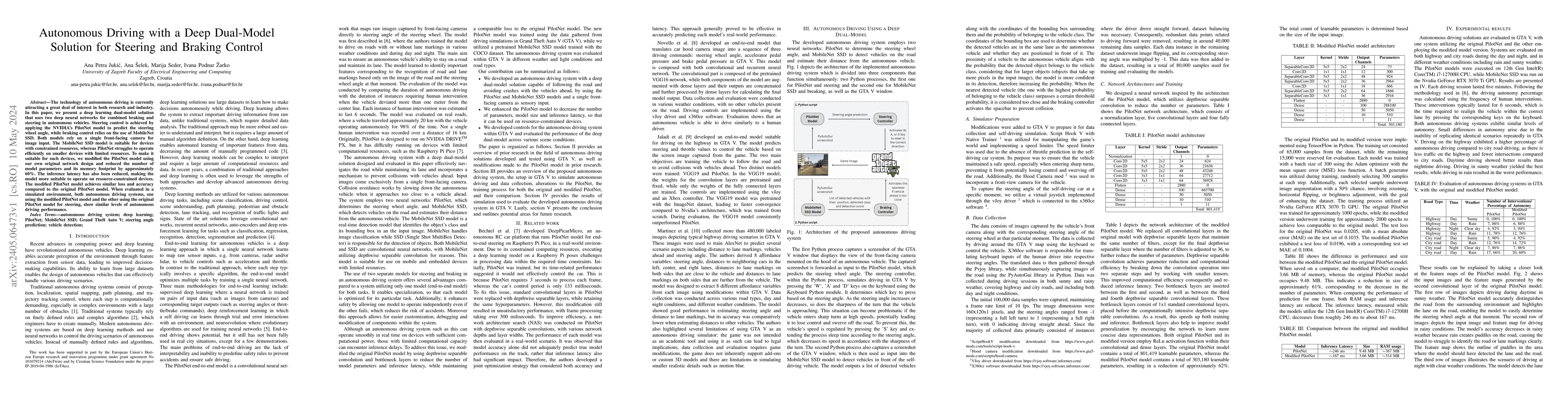 Thumbnail for Autonomous Driving with a Deep Dual-Model Solution for Steering and
  Braking Control