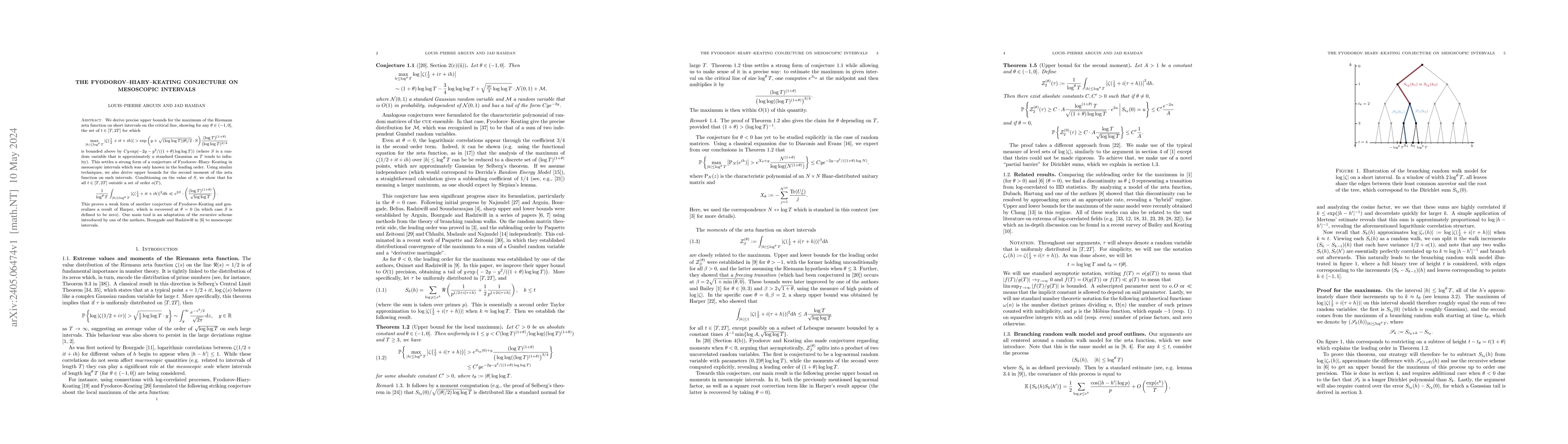 Thumbnail for The Fyodorov-Hiary-Keating Conjecture on Mesoscopic Intervals