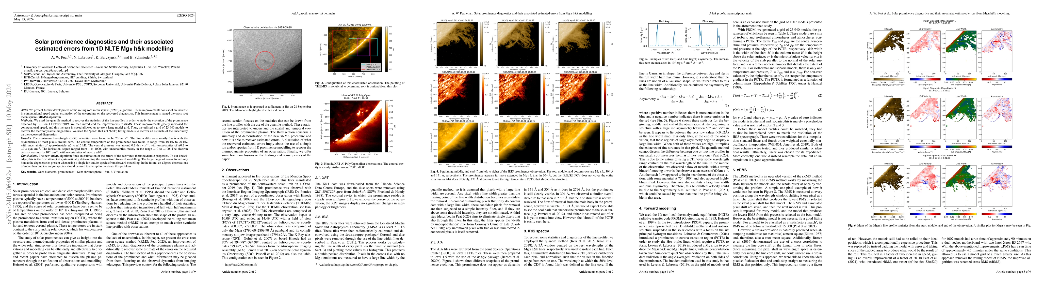 Thumbnail for Solar prominence diagnostics and their associated estimated errors from
  1D NLTE Mg II h&k modelling