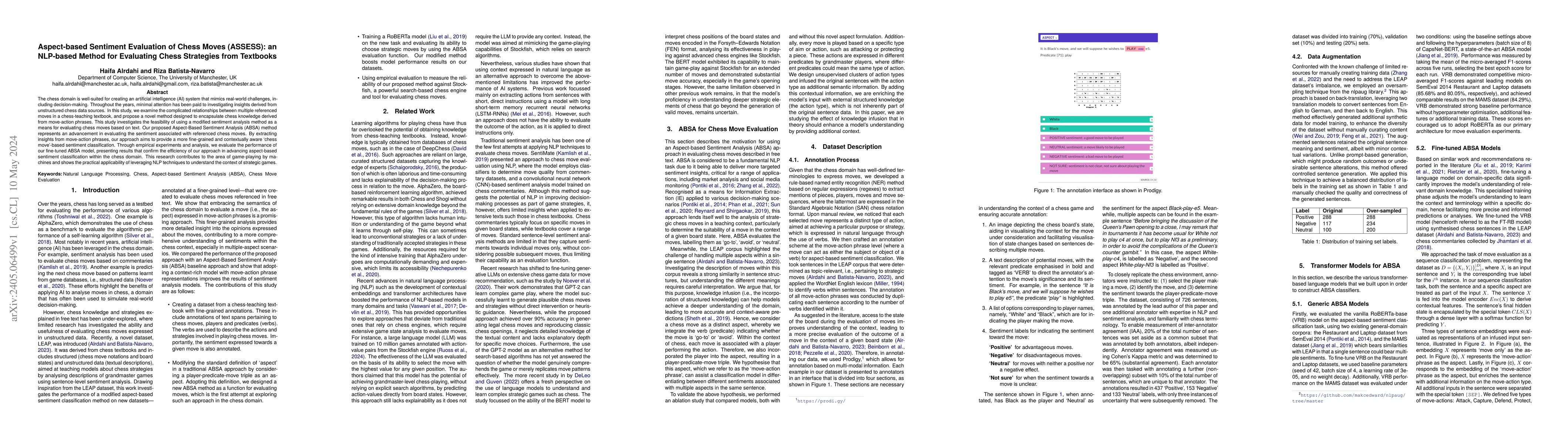 Thumbnail for Aspect-based Sentiment Evaluation of Chess Moves (ASSESS): an NLP-based
  Method for Evaluating Chess Strategies from Textbooks