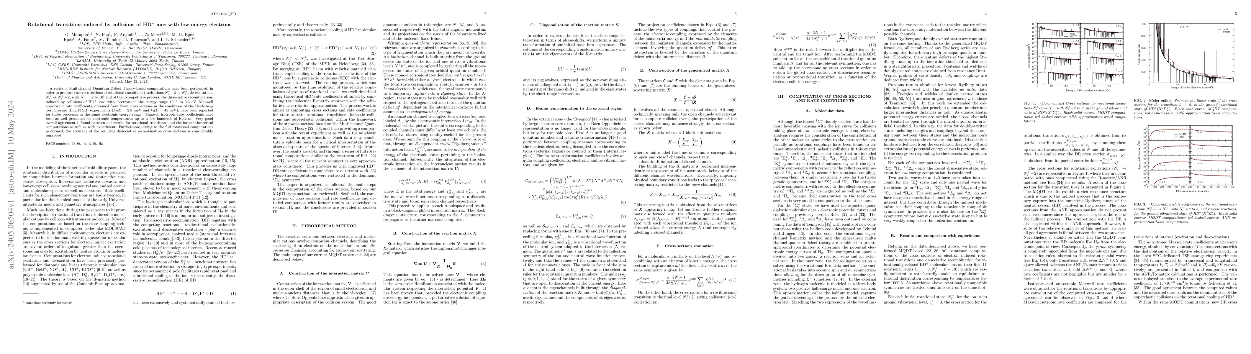 Thumbnail for Rotational transitions induced by collisions of HD$^{+}$ ions with low
  energy electrons