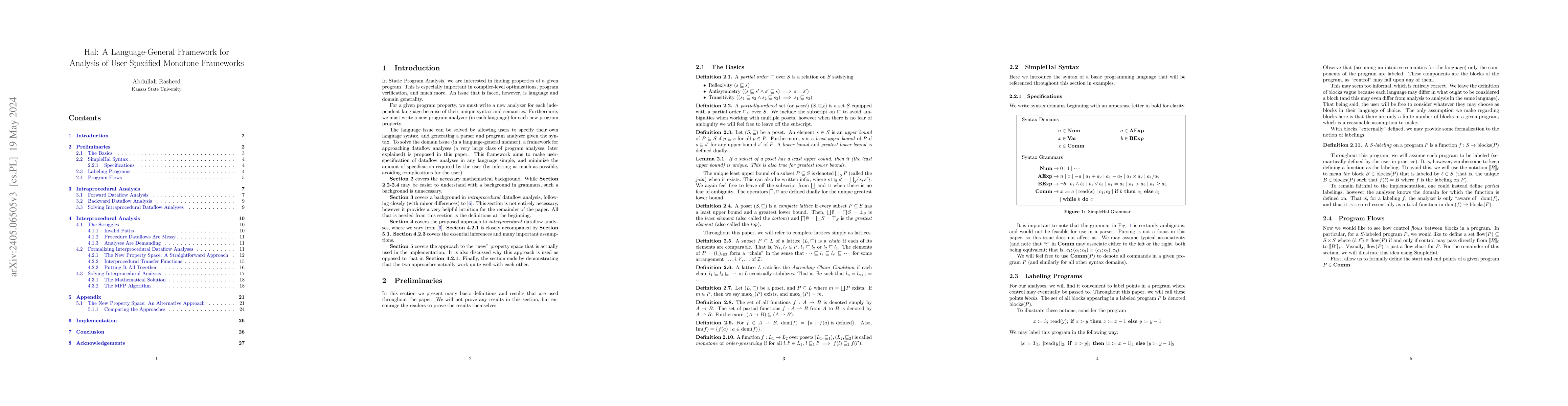 Thumbnail for Hal: A Language-General Framework for Analysis of User-Specified
  Monotone Frameworks [DRAFT]