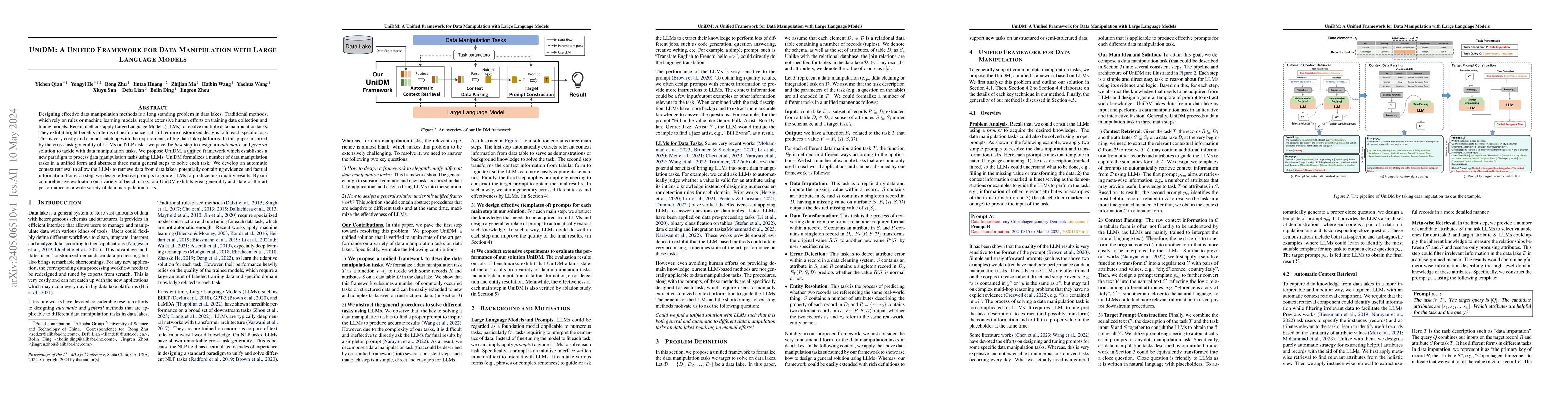 Thumbnail for UniDM: A Unified Framework for Data Manipulation with Large Language
  Models