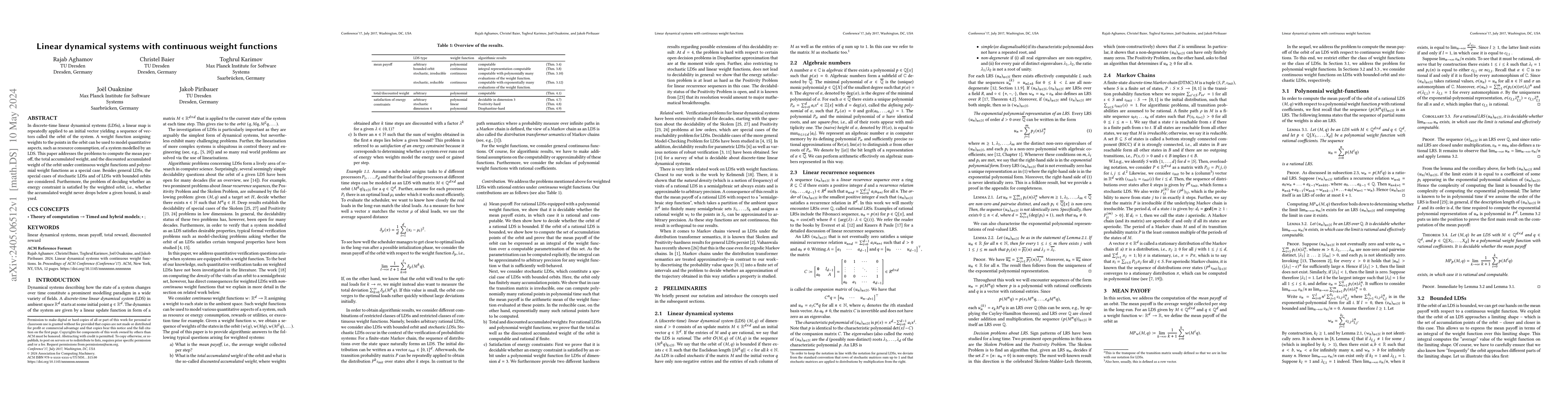 Thumbnail for Linear dynamical systems with continuous weight functions
