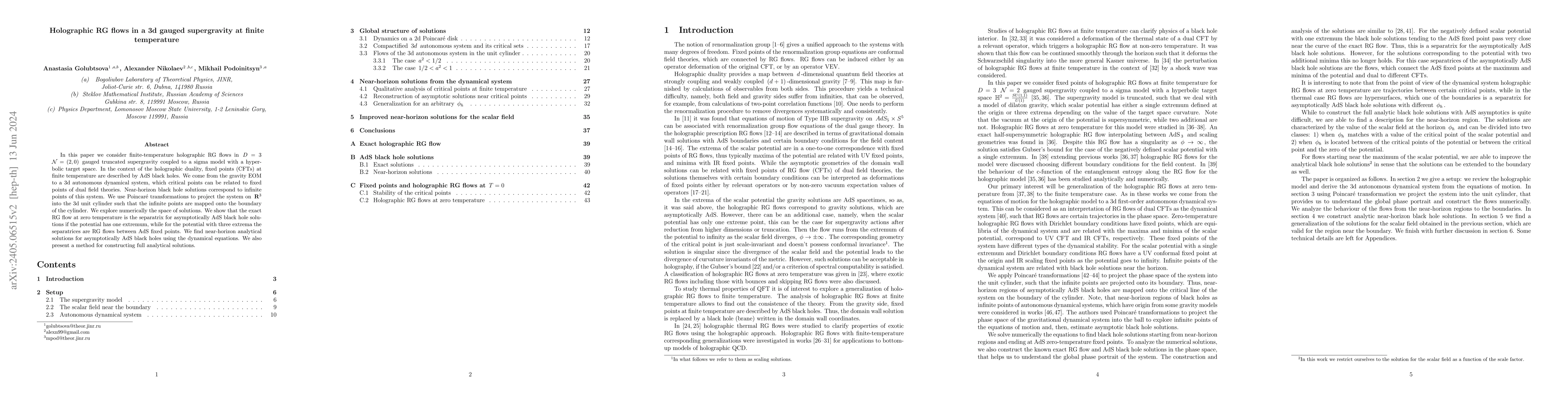 Thumbnail for Holographic RG flows in a 3d gauged supergravity at finite temperature