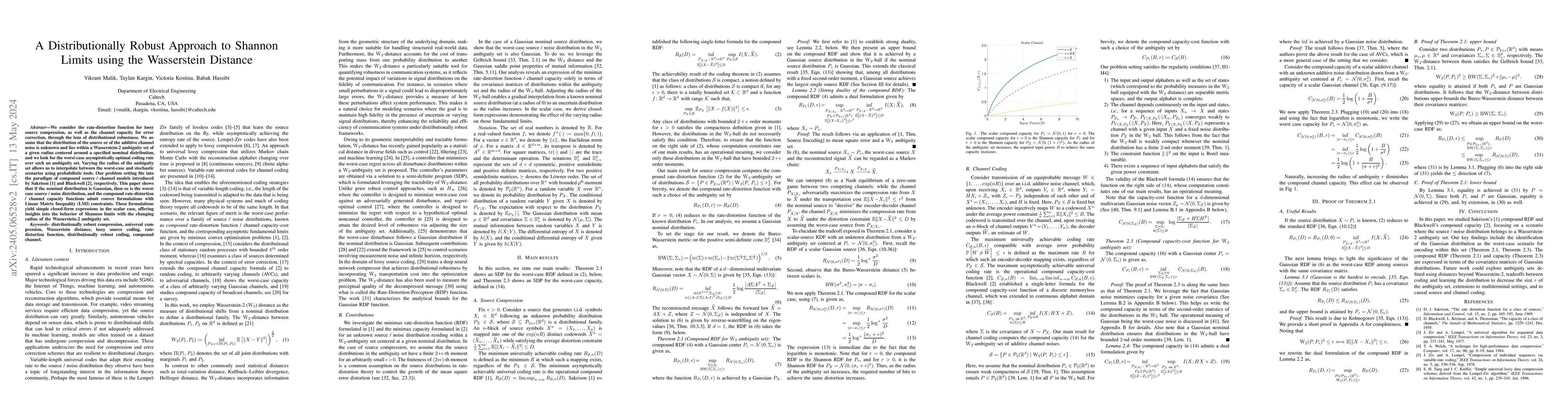 Thumbnail for A Distributionally Robust Approach to Shannon Limits using the
  Wasserstein Distance