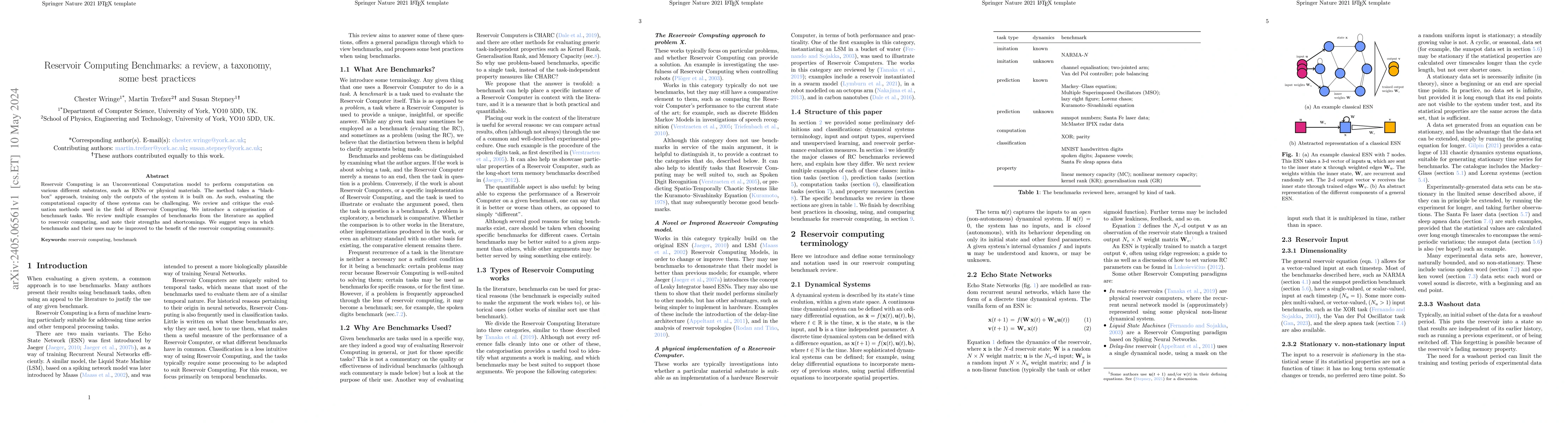 Thumbnail for Reservoir Computing Benchmarks: a review, a taxonomy, some best
  practices
