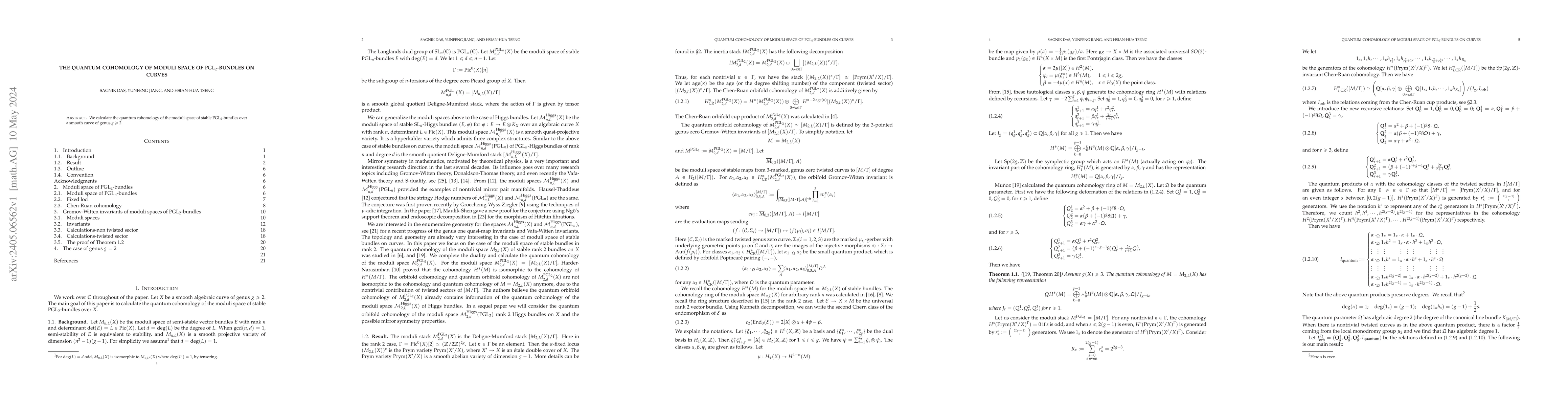 Thumbnail for The quantum cohomology of moduli space of $\PGL_2$-bundles on curves