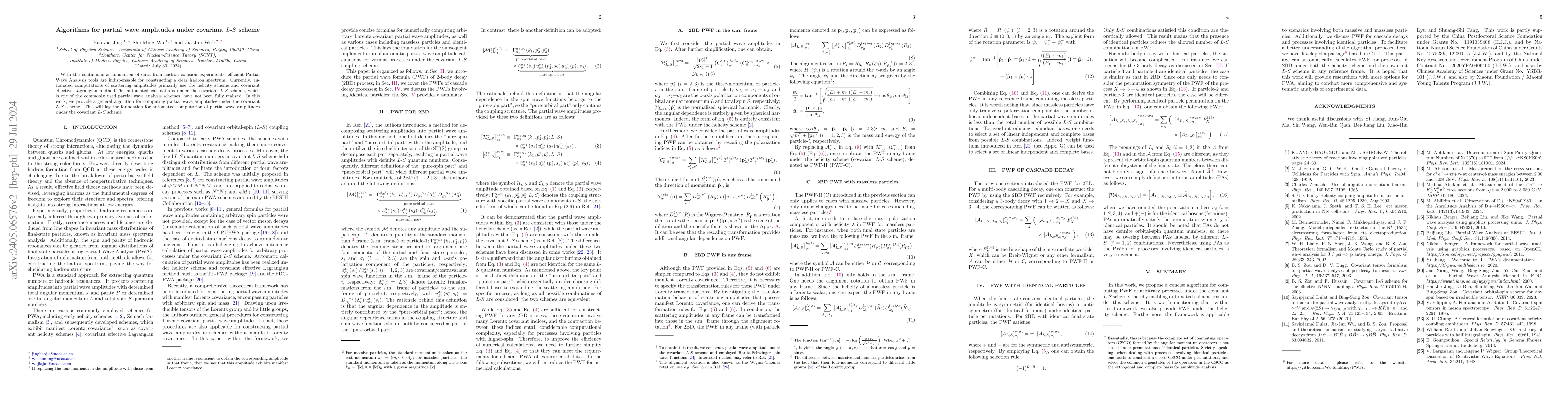 Thumbnail for Algorithms for partial wave amplitudes under covariant $L$-$S$ scheme