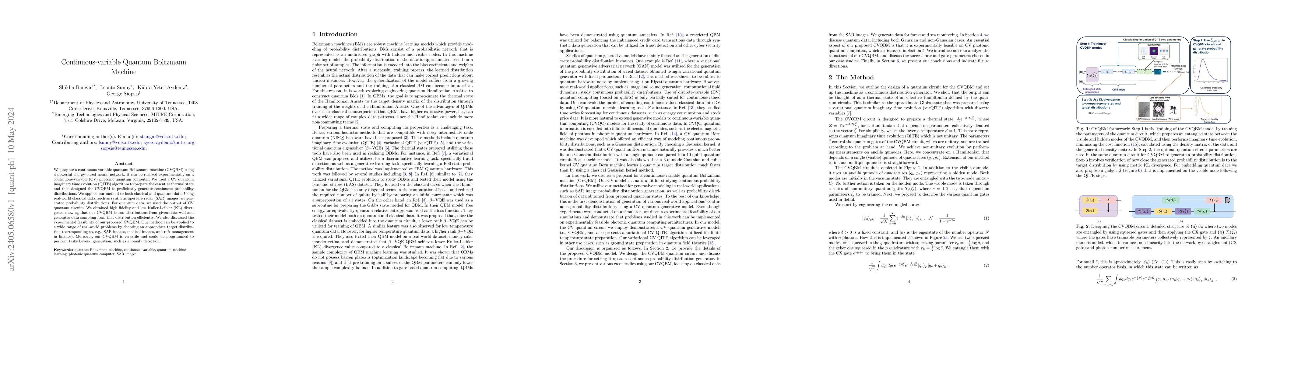 Thumbnail for Continuous-variable Quantum Boltzmann Machine