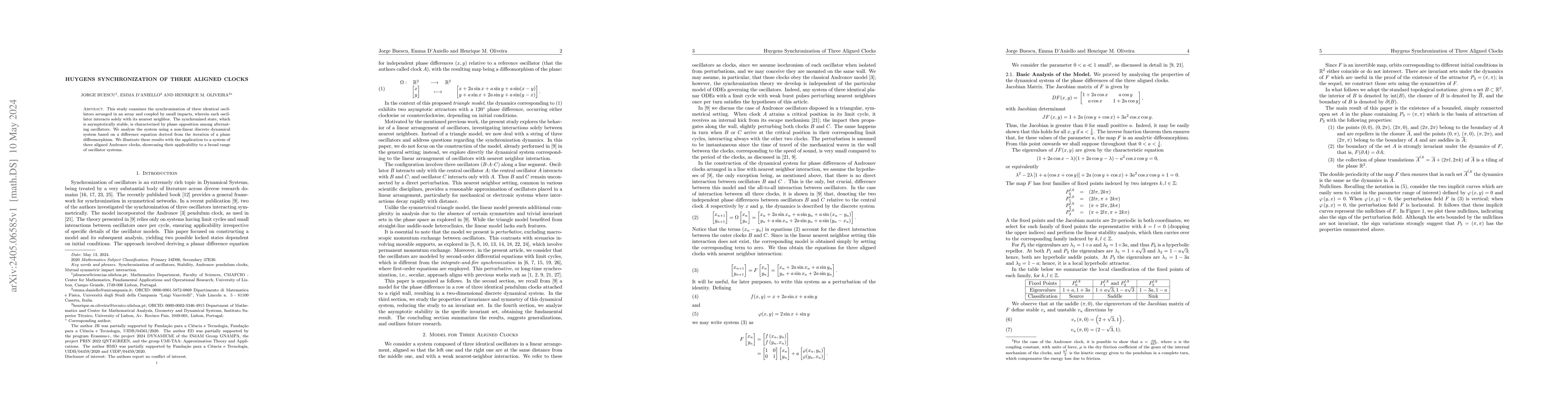 Thumbnail for Huygens Synchronization of Three Aligned Clocks
