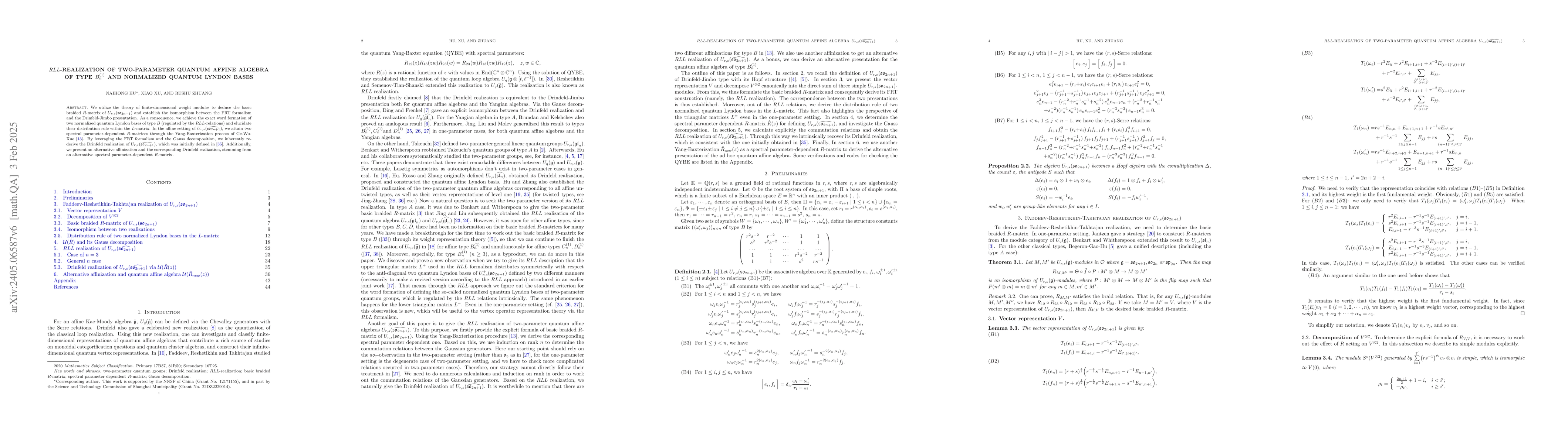 Thumbnail for $RLL$-realization of two-parameter quantum affine algebra of type
  $B_n^{(1)}$