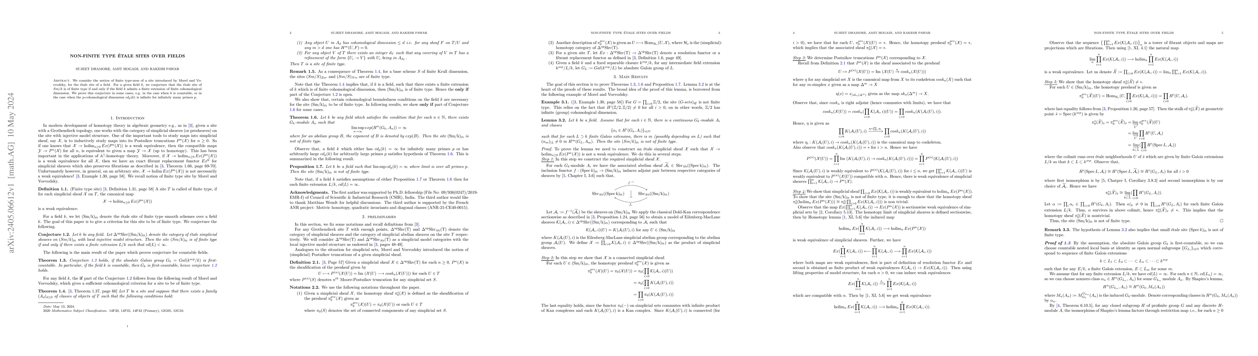 Thumbnail for Non-finite type \'etale sites over fields