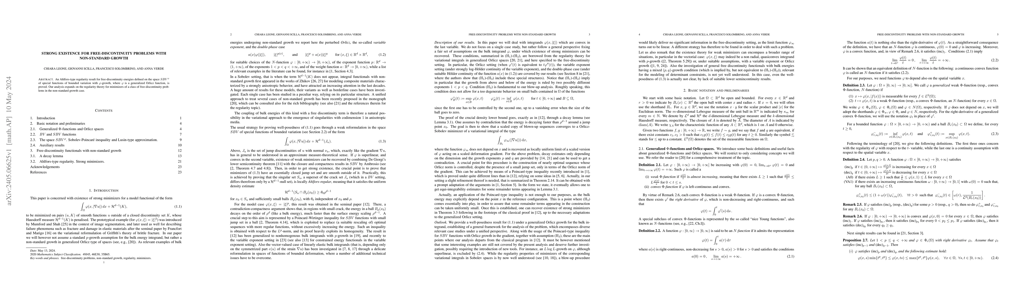 Thumbnail for Strong existence for free-discontinuity problems with non-standard
  growth
