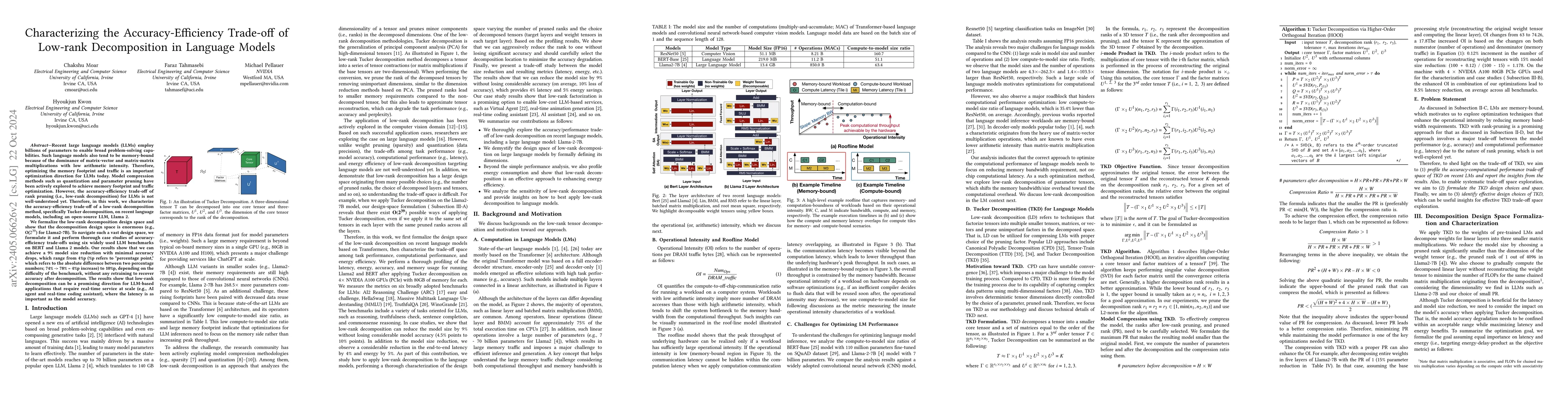 Thumbnail for Characterizing the Accuracy - Efficiency Trade-off of Low-rank
  Decomposition in Language Models